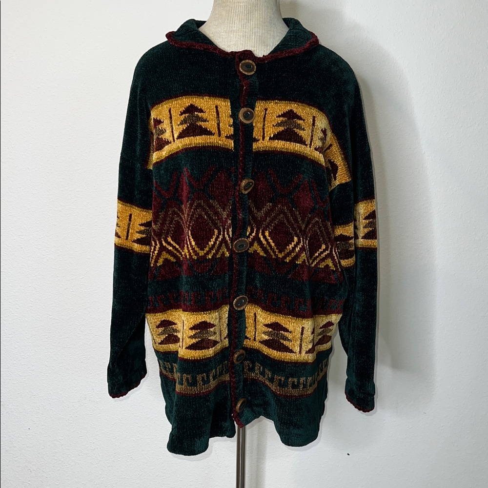 Milligan Brand Vintage Southwest Chenille JewellTone Cardigan Made in New Mexico